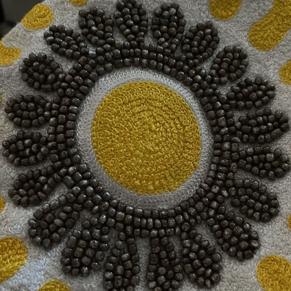 Happy Chic by Jonathan Adler Yellow, Beaded Pillow Approx 17”x17”, polyfill - Picture 11 of 15